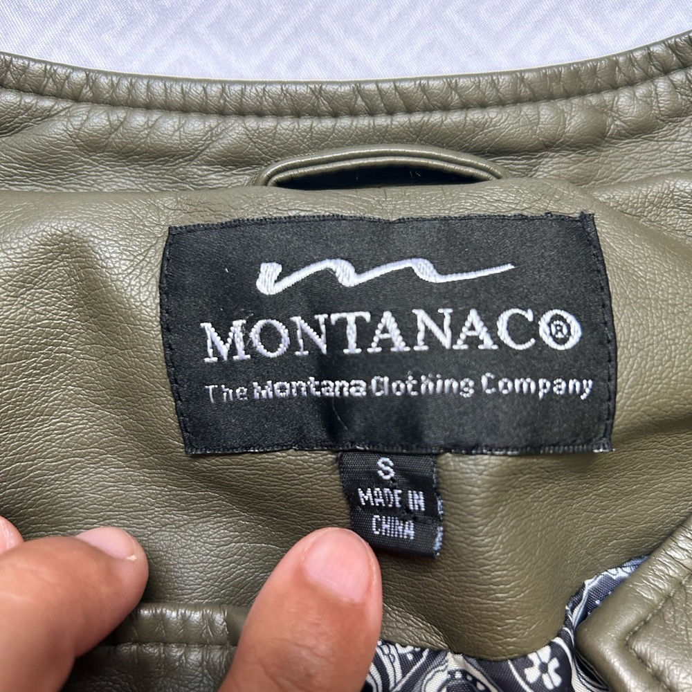 Green unique vintage leather jacket 💚 size small motorcycle/ Biker street wear - Picture 3 of 8